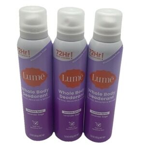 3 PACK Lume Whole Body Women's Invisible Spray Deodorant Lavender Sage Sealed